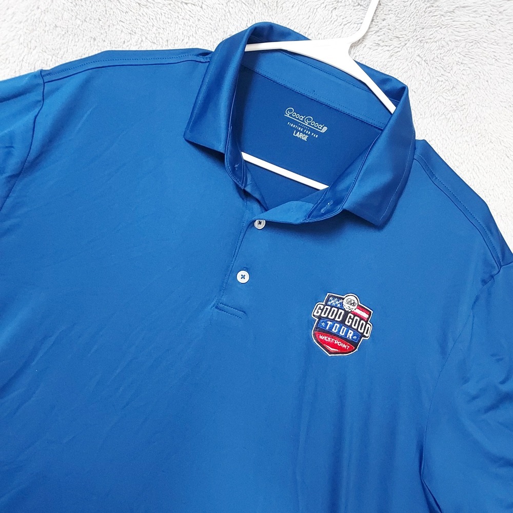 Good Good Polo Shirt Mens Large Tour West Point Golf Performance Blue Jersey L